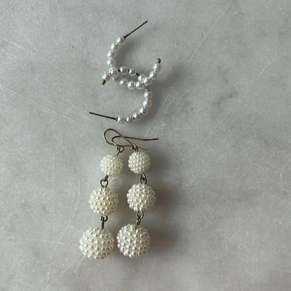 H&M Francesca’s Irregular faux pearls balls and hoop earrings & necklace LOT - Picture 15 of 17